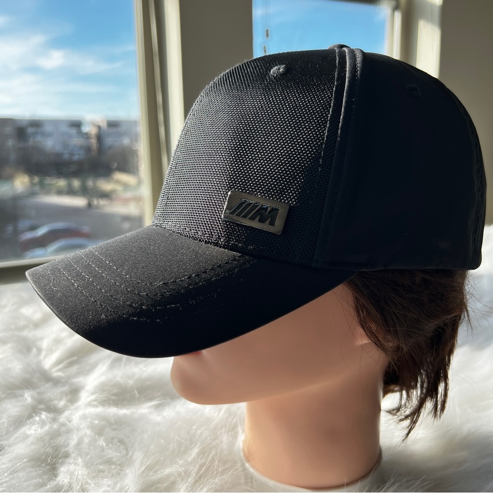 BMW Limited Edition M Racing Metallic Black Silver Logo Ball Cap Flexfit Hat NEW - Picture 6 of 16